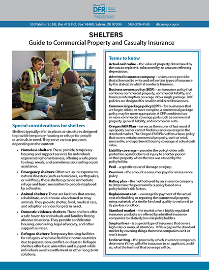 Thumbnail image of Commercial Insurance publication for Shelters