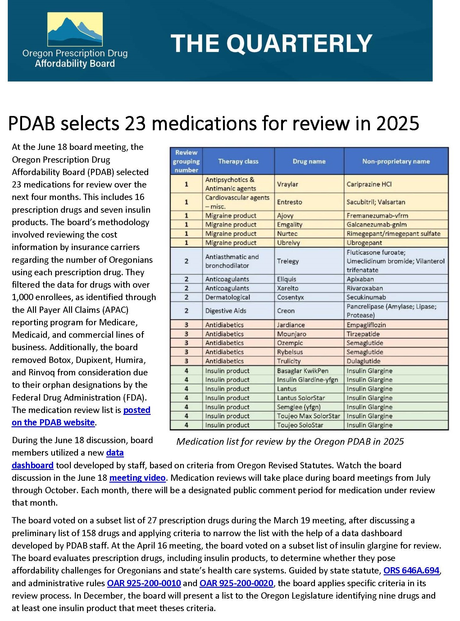 Prescription Drug Affordability Board Newsletter June 23, 2025